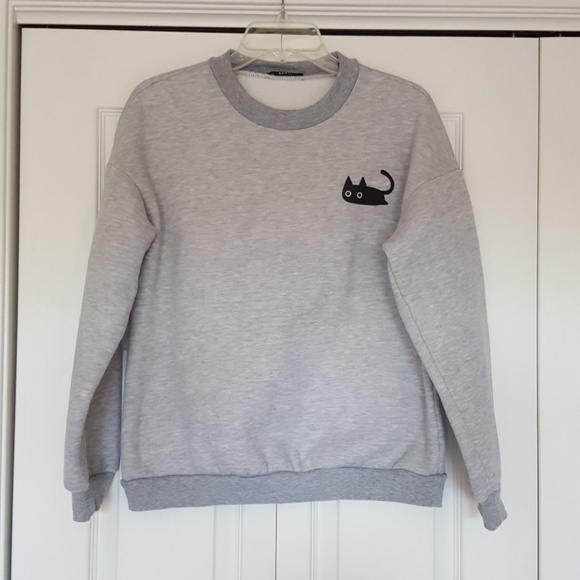 SHEIN Tops - SHEIN black cat sweatshirt, size medium